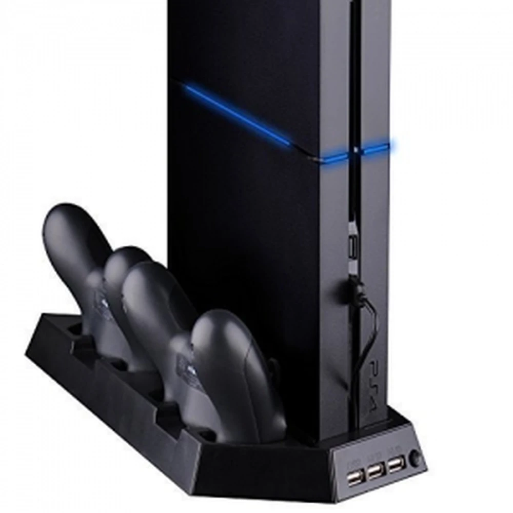 4 σε 1 Κάθετη βάση PS4 με ανεμιστήρα, USB hub και φορτιστή για 2 χειριστήρια