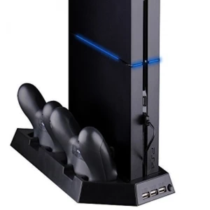 4 σε 1 Κάθετη βάση PS4 με ανεμιστήρα, USB hub και φορτιστή για 2 χειριστήρια