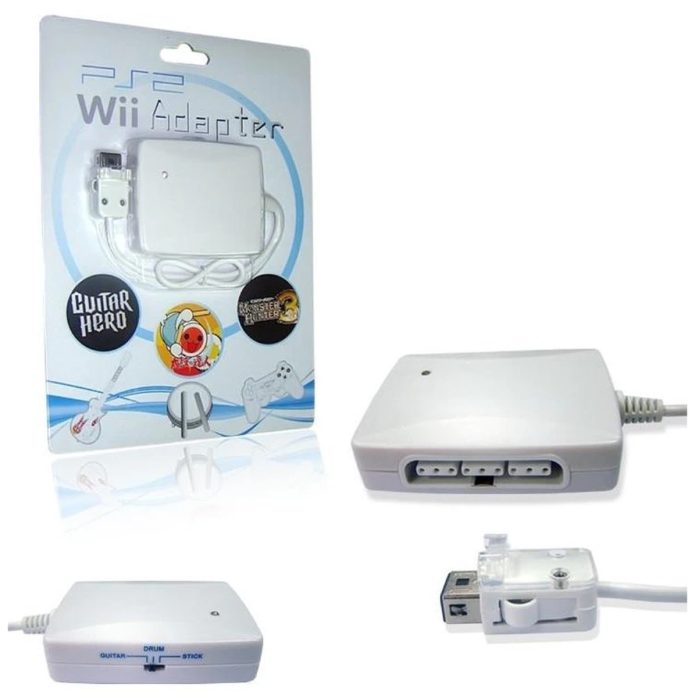 Adaptador 3 en 1 χειριστηρίων PS2 για Wii - Συνδέει χειριστήρια, κιθάρες και τύμπανα PS2