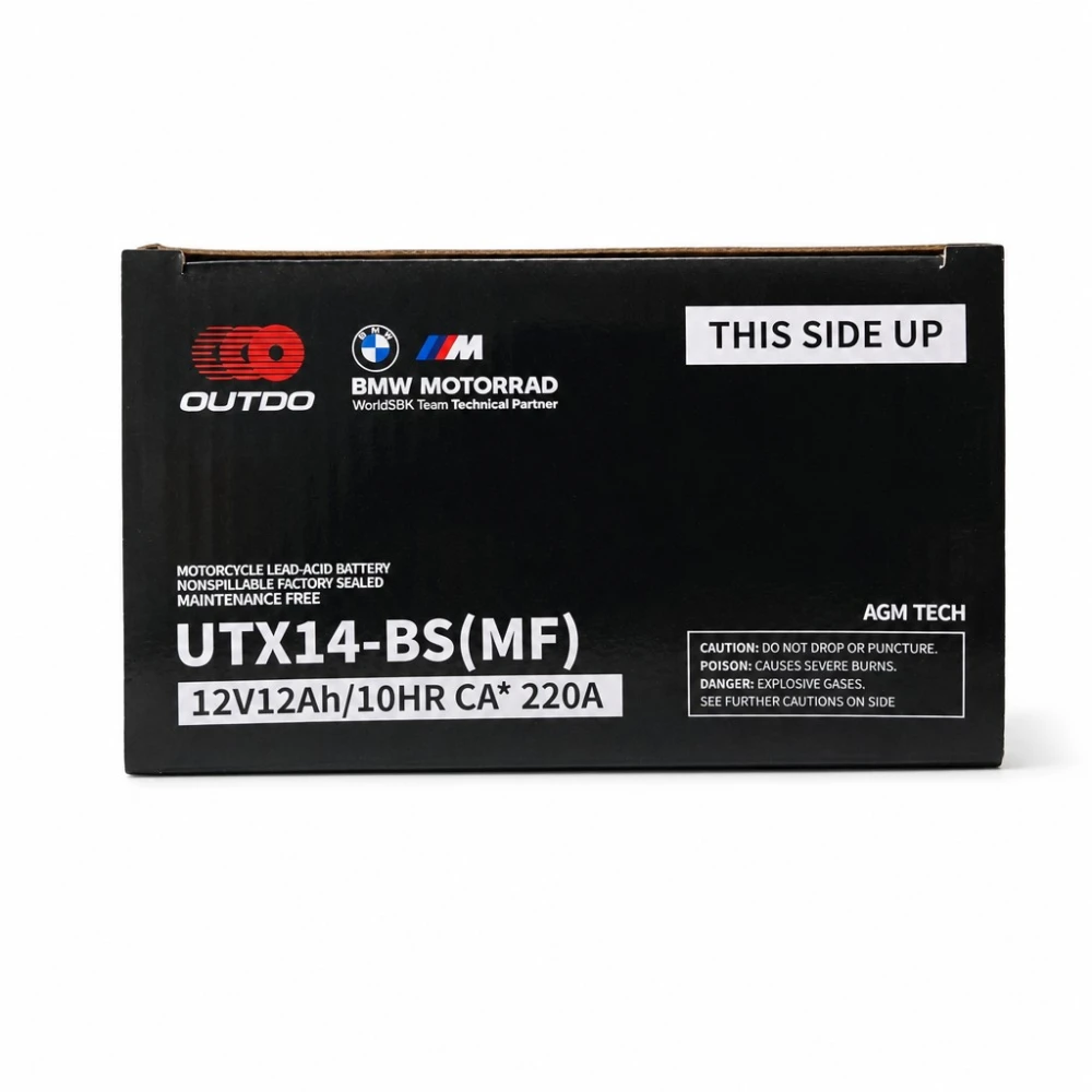 Μπαταρία Μοτοσυκλέτας AGM 12V 12Ah OUTDO UTX14-BS(MF) - Συμβατή Yuasa YTX14-BS / GTX14-BS / ETX14-BS