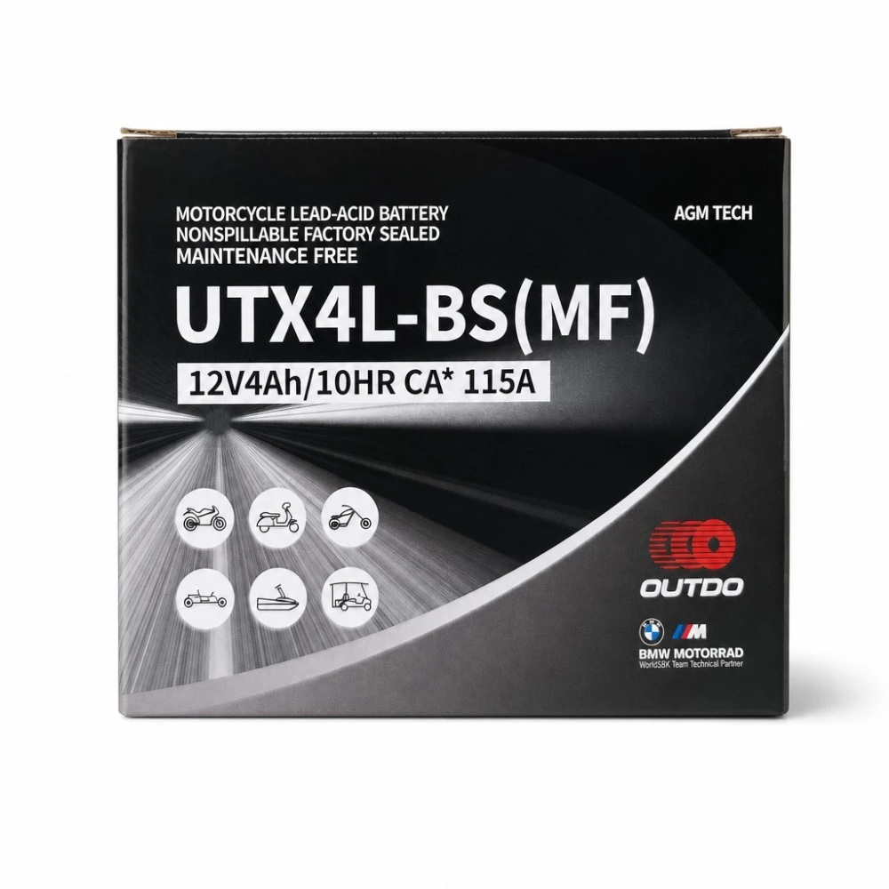 Μπαταρία Μοτοσυκλέτας AGM 12V 4Ah OUTDO UTX4L-BS(MF) - Συμβατή Yuasa YTX4L-BS / GTX4L-BS / ETX4L-BS