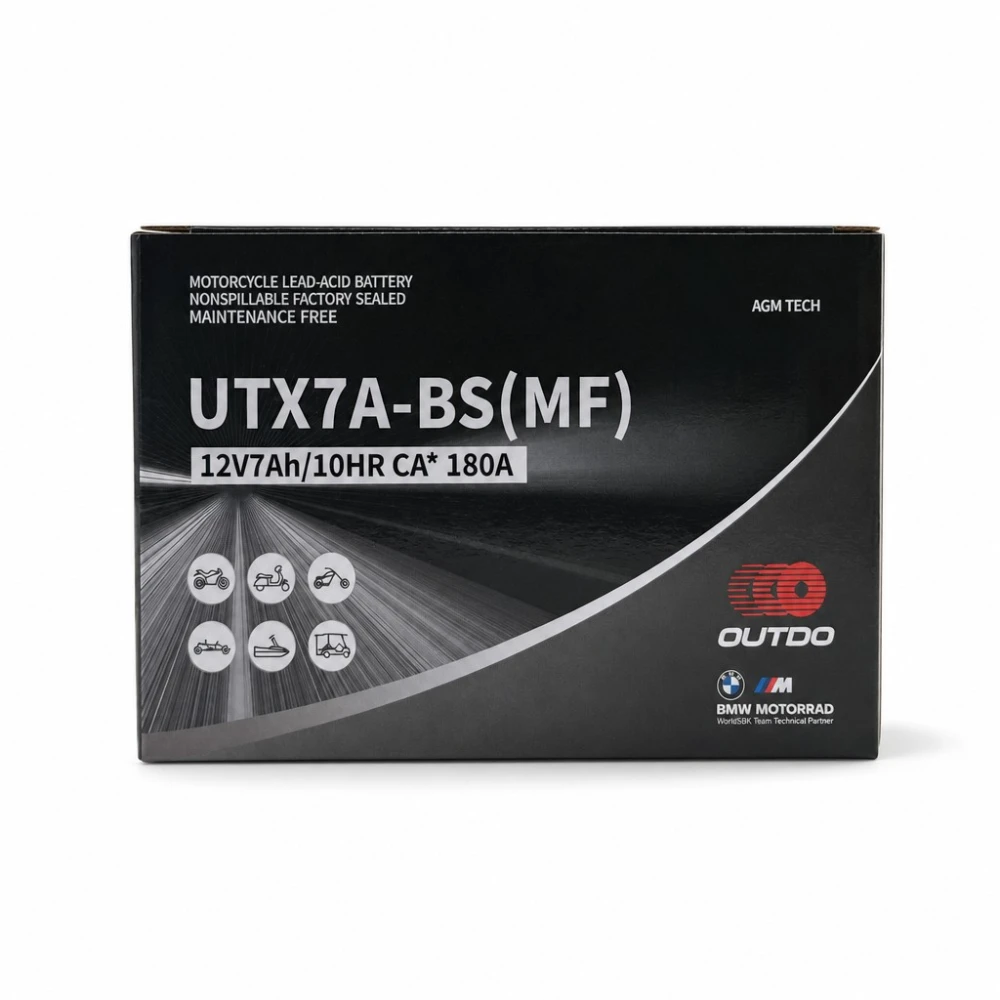 Μπαταρία Μοτοσικλέτας AGM 12V 7Ah OUTDO UTX7A-BS(MF) - Συμβατή Yuasa YTX7A-BS / GTX7A-BS / ETX7A-BS