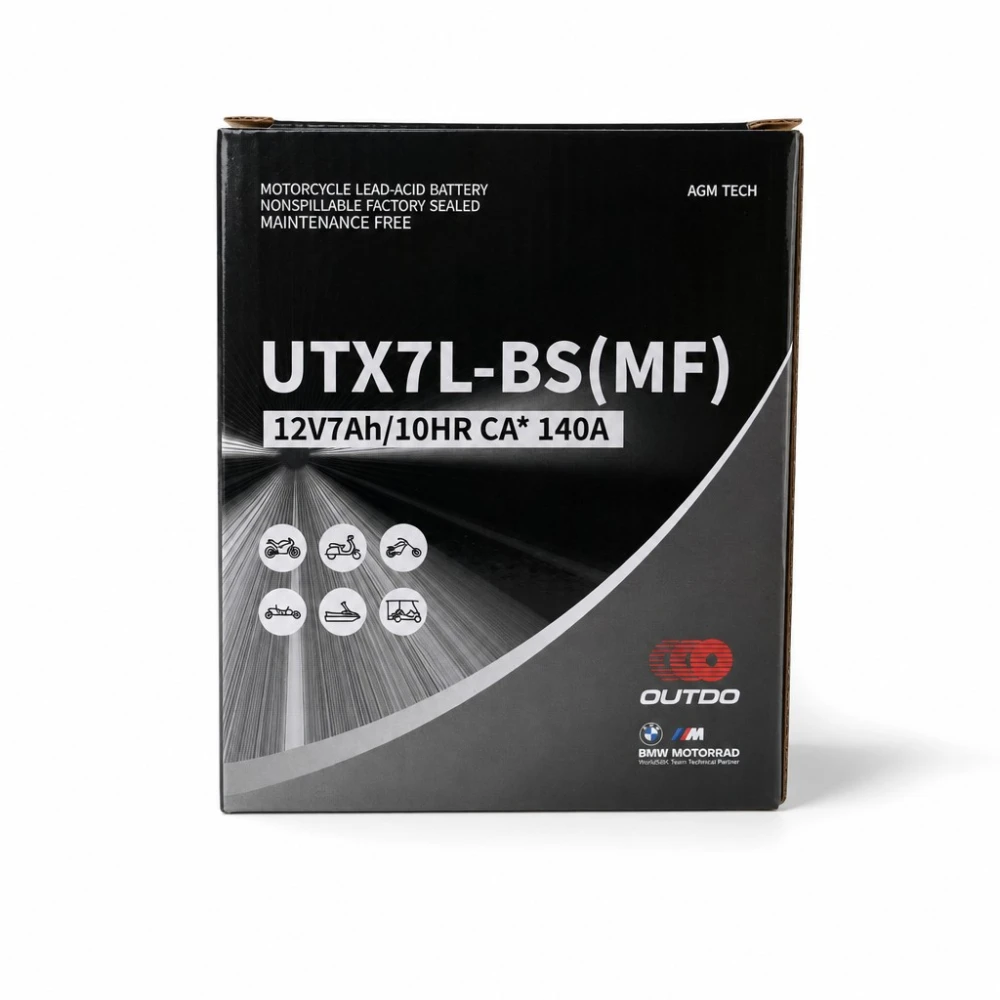 Μπαταρία Μοτο AGM 12V 7Ah OUTDO UTX7L-BS(MF) - Συμβατή Yuasa YTX7L-BS / GTX7L-BS / ETX7L-BS