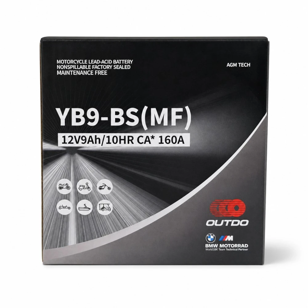 Μπαταρία Μοτο AGM 12V 9Ah OUTDO YB9-BS(MF) - Συμβατή Yuasa YB9-B / GS GM9Z-3B-1 / GS YB9-B / 12N9-4B-1 (flooded)
