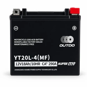 Μπαταρία Μοτό AGM 12V 18Ah OUTDO YT20L-4(MF) - Συμβατή Yuasa YTX20L-BS / GTX20L-BS / ETX20L-BS / Y50-N18L-A