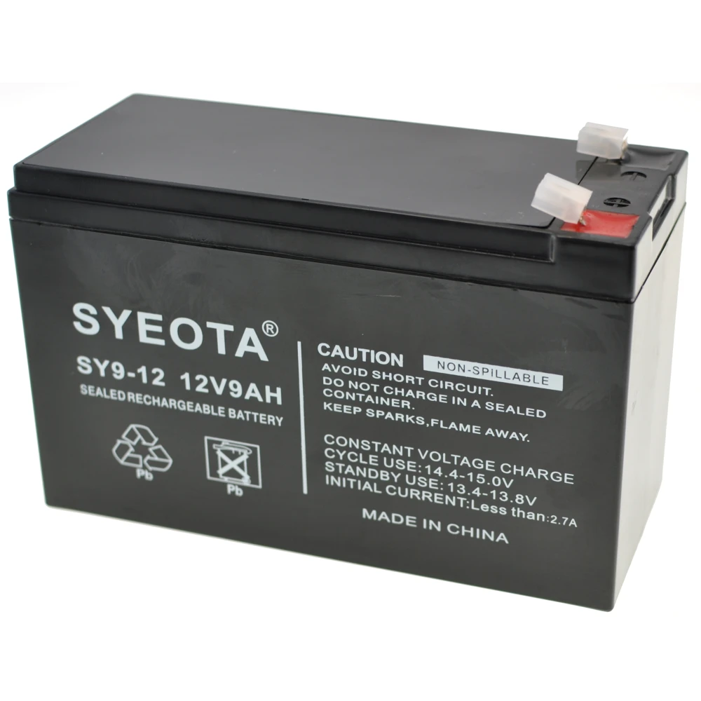 Επαναφορτιζόμενη μπαταρία μολύβδου 12V 9Ah SY9-12 για συναγερμούς, ζυγαριές και παιχνίδια
