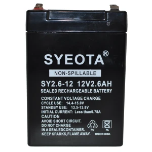 Επαναφορτιζόμενη μπαταρία μολύβδου 12V 2.6Ah SY2.6-12 για συναγερμούς, ζυγαριές και παιχνίδια
