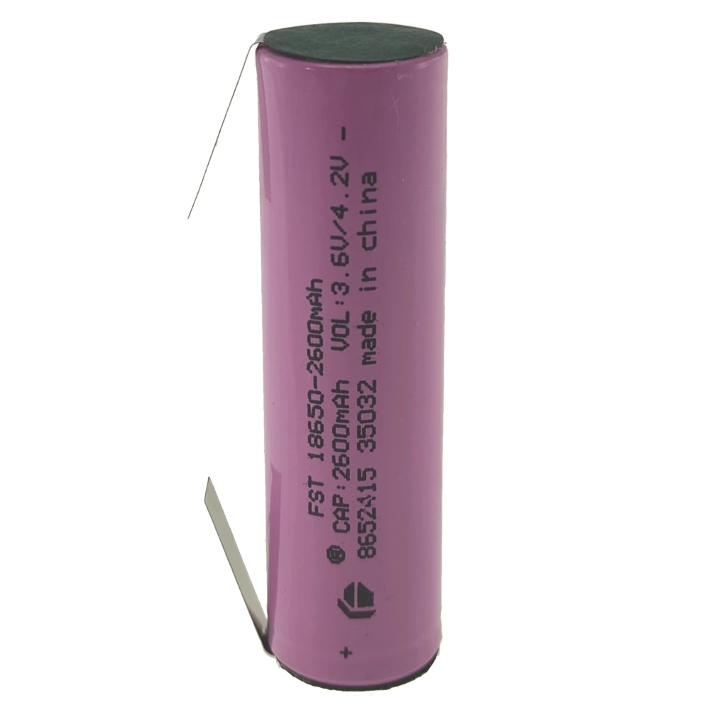 Επαναφορτιζόμενη μπαταρία 18650 2600mAh 3,7V με γλωσσίδα για συγκόλληση υψηλής ποιότητας