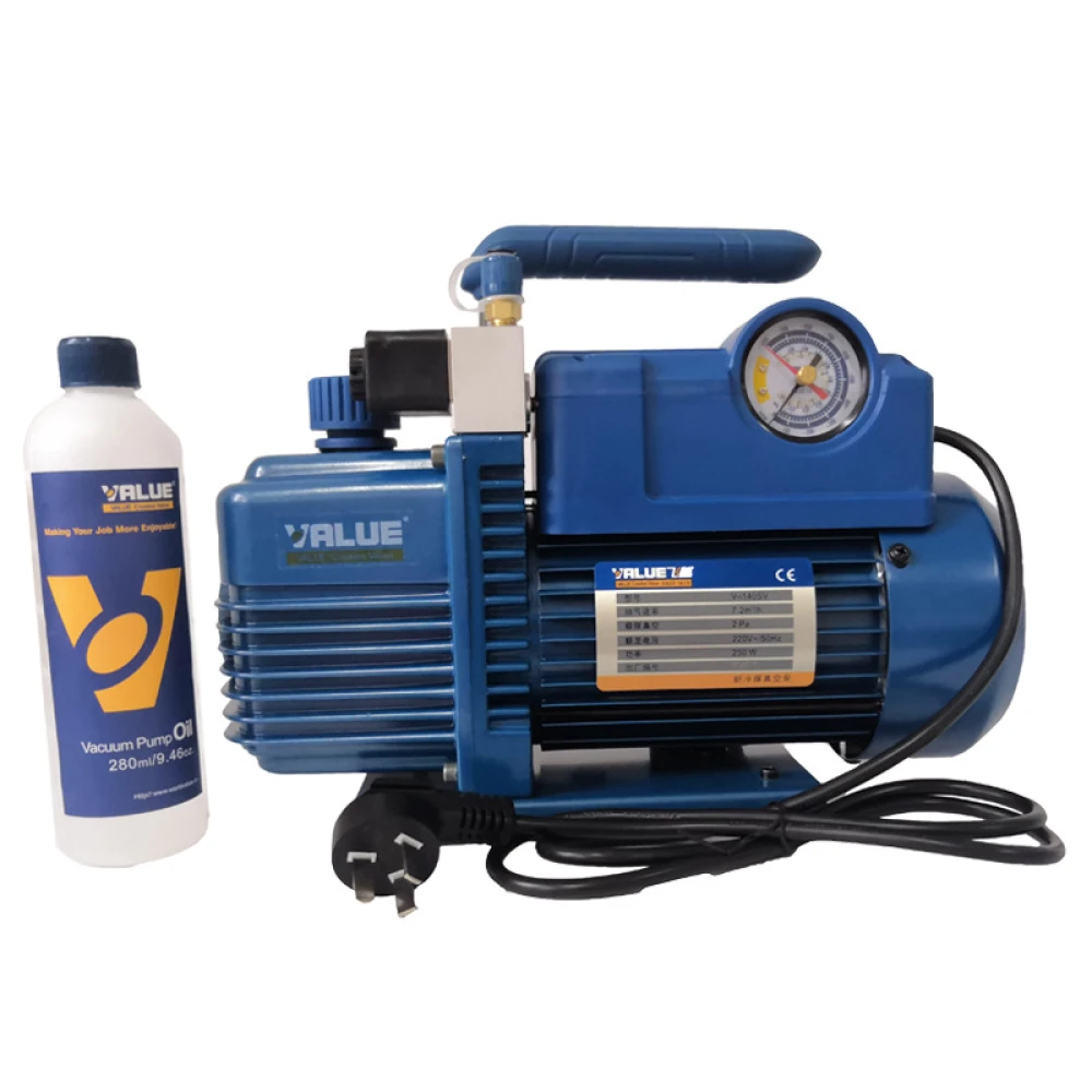 Bomba de vacío Value VI120SV en uso para mantenimiento de aire acondicionado