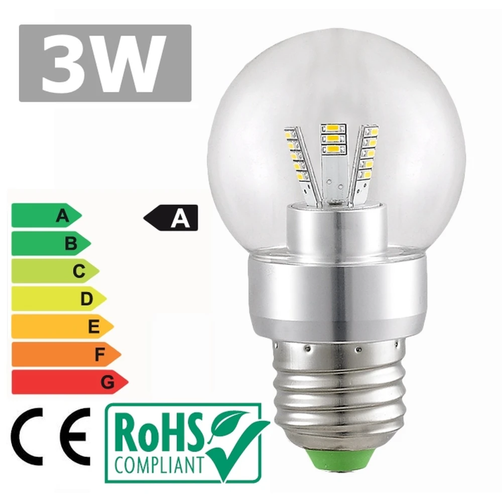 Λάμπα LED E27 3W 6500K 360º Λευκό Φως και Χαμηλή Κατανάλωση