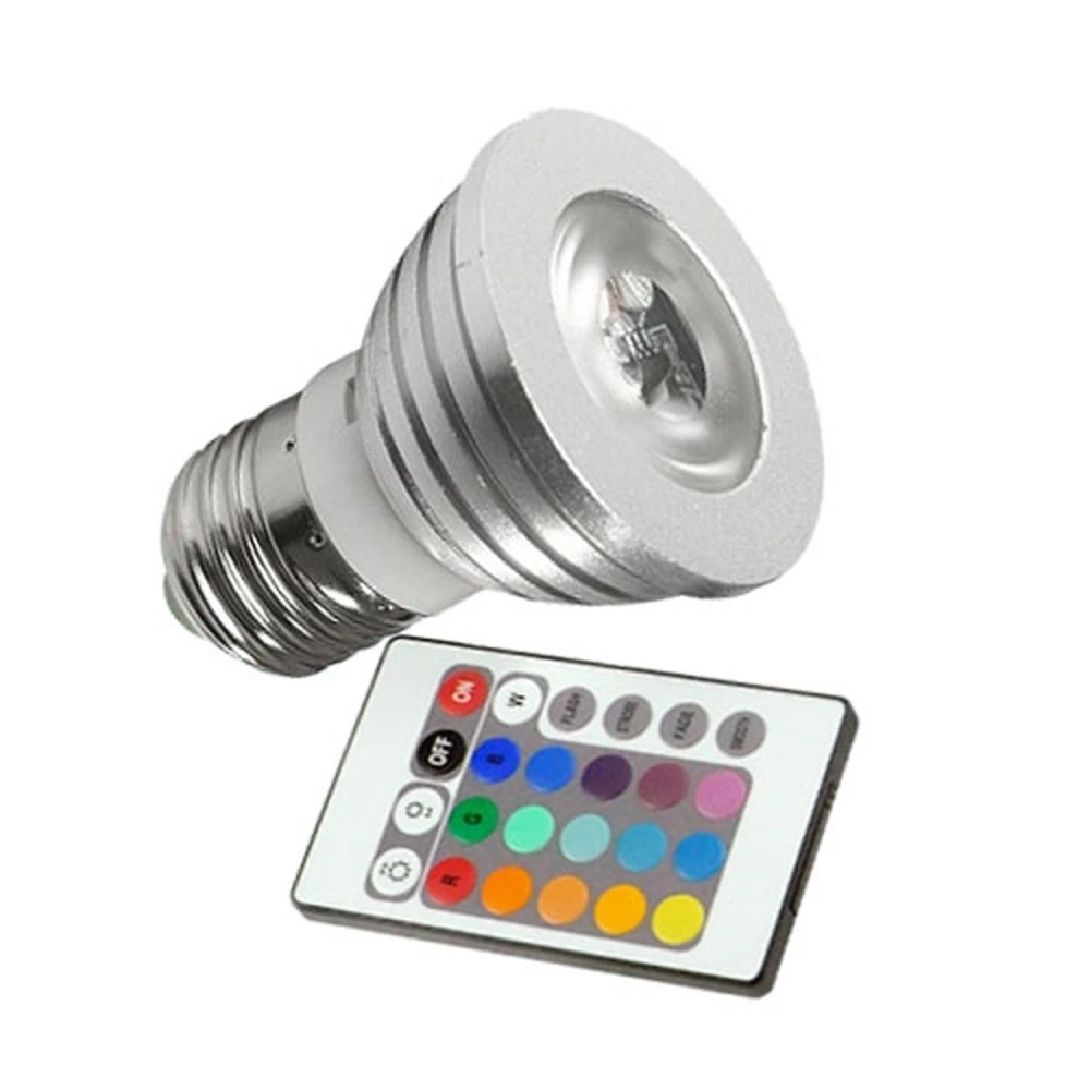 Λάμπα LED RGB E27 3W με τηλεχειριστήριο για ευέλικτο φωτισμό