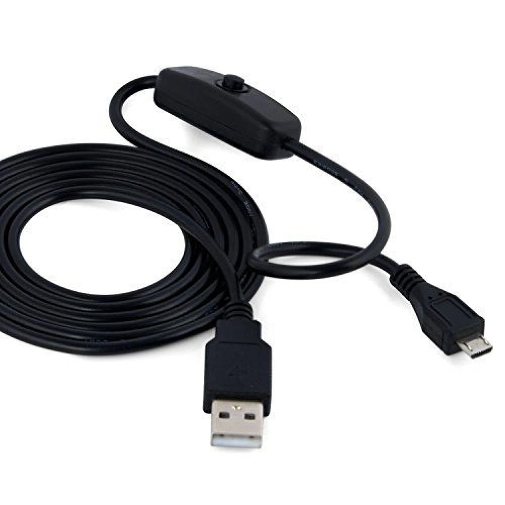 Καλώδιο USB A σε Micro USB με διακόπτη για Raspberry Pi 1m