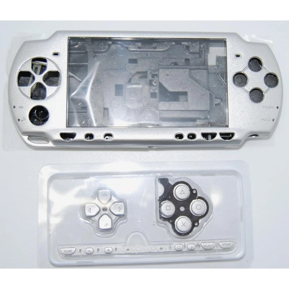 Πλήρες κέλυφος PSP 2000 slim ασημί με κουμπιά για επισκευή