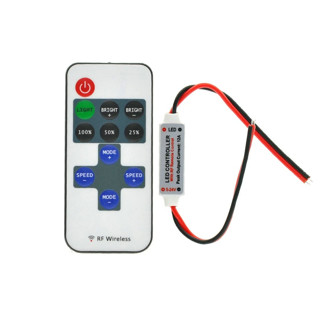 Controller LED Dimmer 12V με τηλεχειριστήριο για μονόχρωμες ταινίες LED
