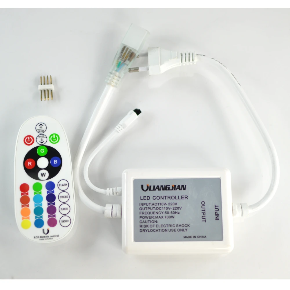Ελεγκτής ταινίας LED RGB 220V με dimmer και IR τηλεχειριστήριο 24 πλήκτρων