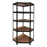 Μαύρη μεταλλική γωνιακή ραφιέρα 180x75x40 cm με 5 ρυθμιζόμενα ράφια
