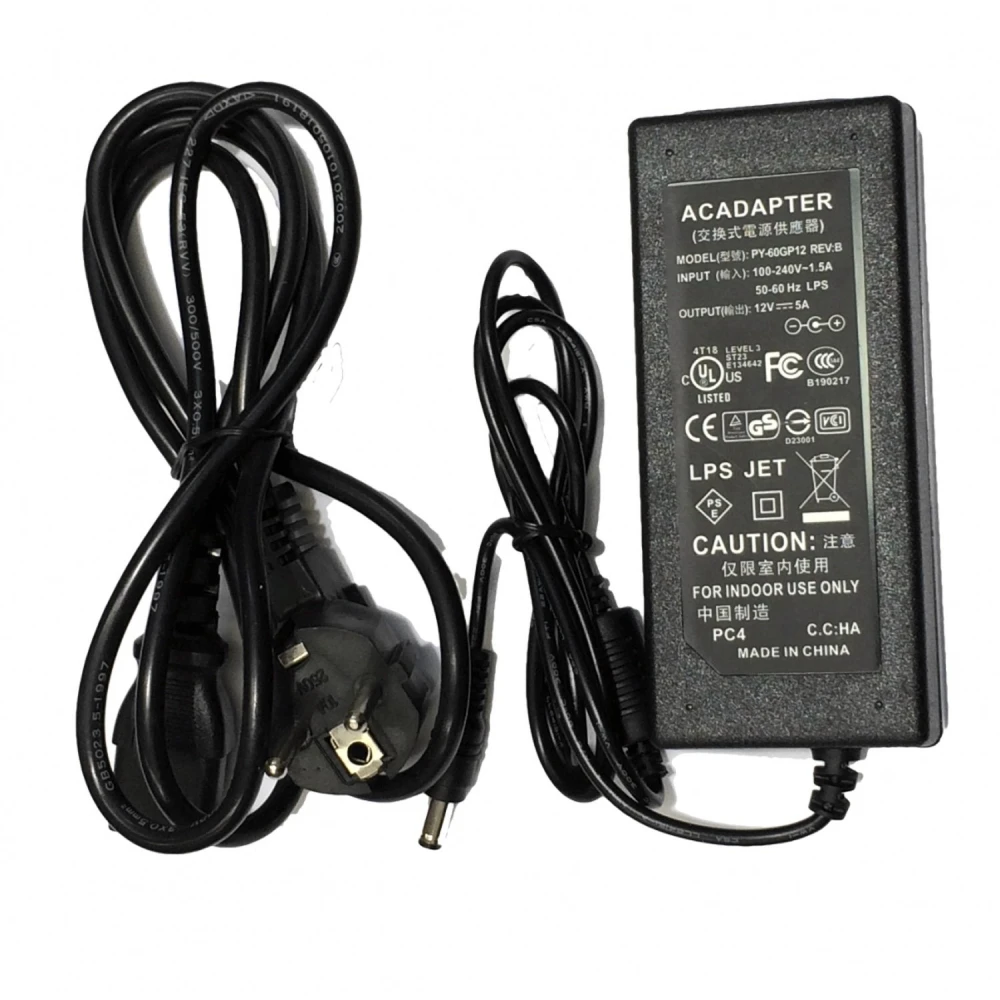 Τροφοδοτικό 12V 5A με βύσμα 5,5mm για LED ταινίες και LCD