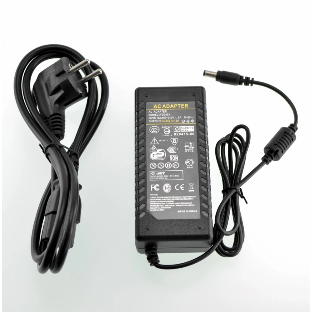 Τροφοδοτικό 24V 3A με βύσμα 5,5mm για ταινίες LED και οθόνες LCD
