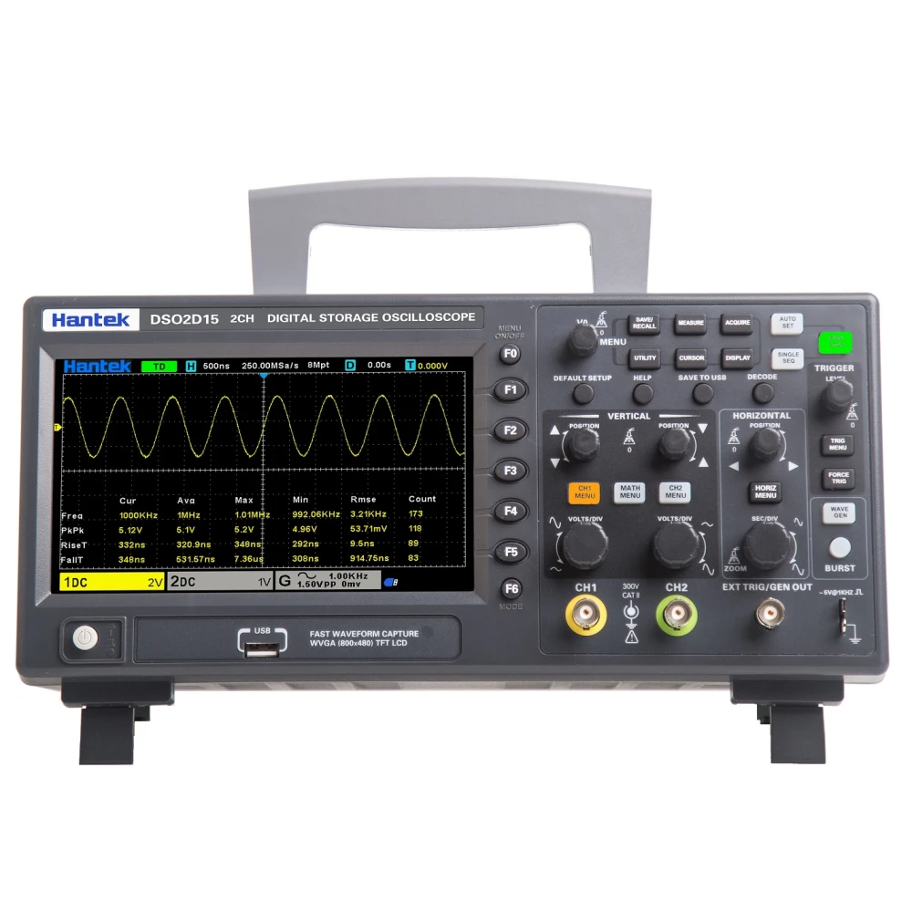 Hantek DSO2D15 Ψηφιακός Παλμογράφος 2 Καναλιών 150 MHz με Γεννήτρια Συναρτήσεων