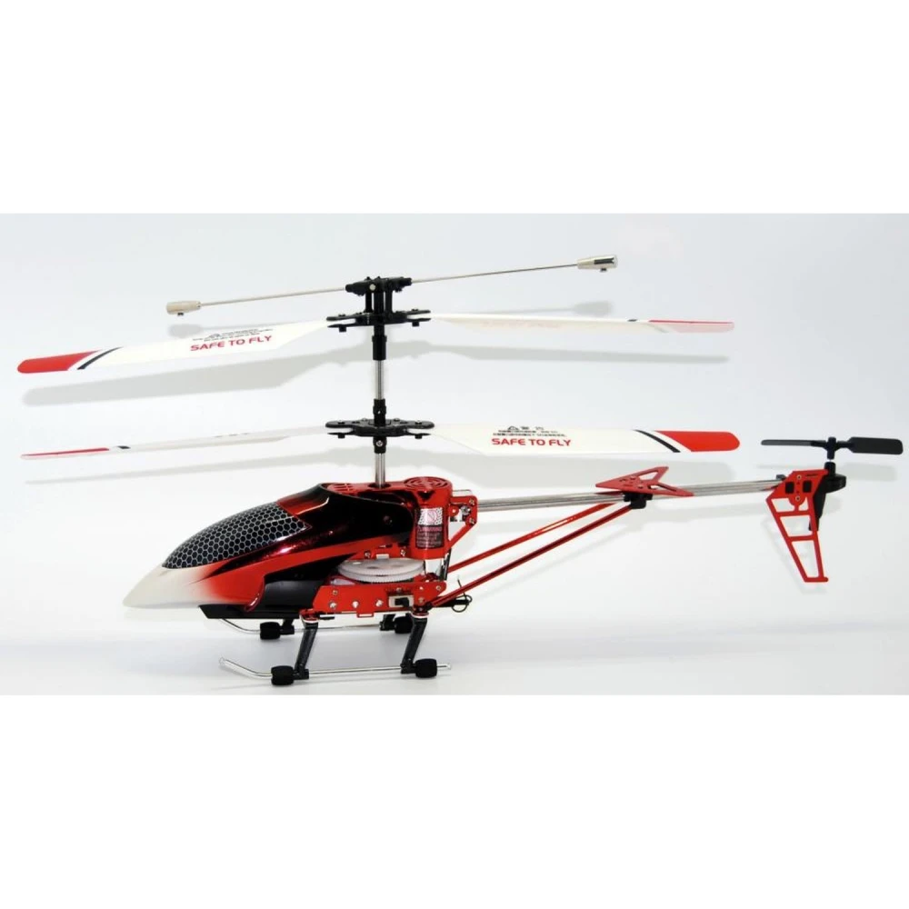Vista lateral del helicóptero RC modelo M-1 V2 rojo