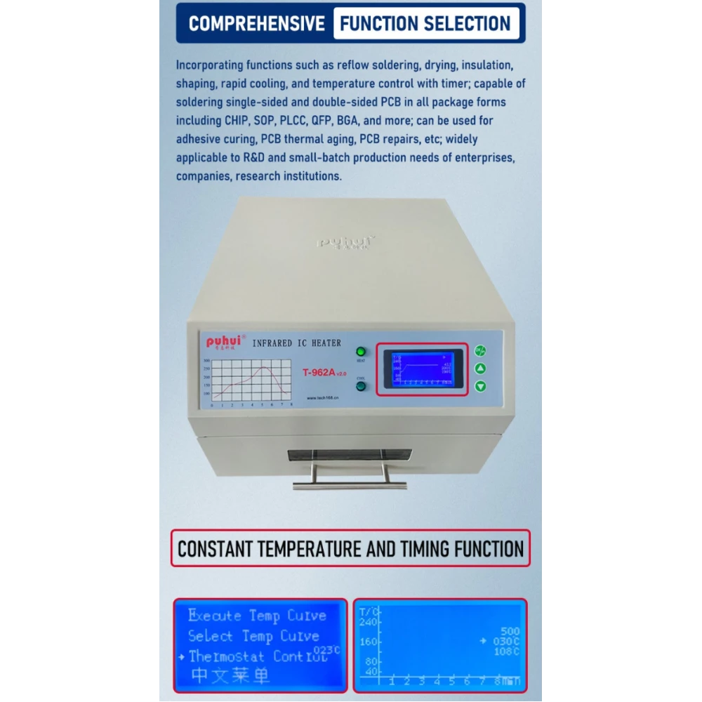Υπέρυθρος φούρνος reflow T-962A Puhui V2.0 για SMD και BGA