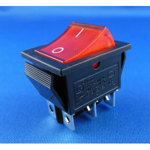 Κόκκινος διακόπτης rocker με neon 6 pins KCD4 της satkit