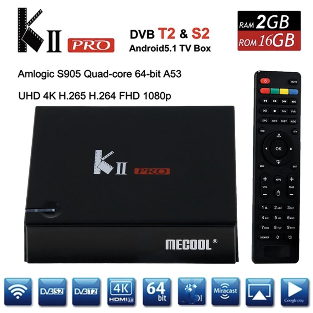 Kii Pro Android TV Box διπλός δέκτης DVB-S2 DVB-T2 2GB/16GB 4K