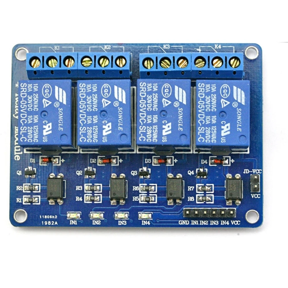 Συμβατό kit 4 ρελέ 5V για Arduino - Έλεγχος 4 καναλιών