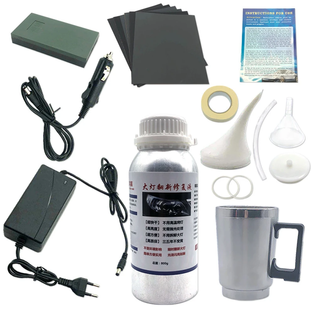 Kit αποκατάστασης φαναριών αυτοκινήτου με υγρό πολυμερές 800ml - TSX TOOL