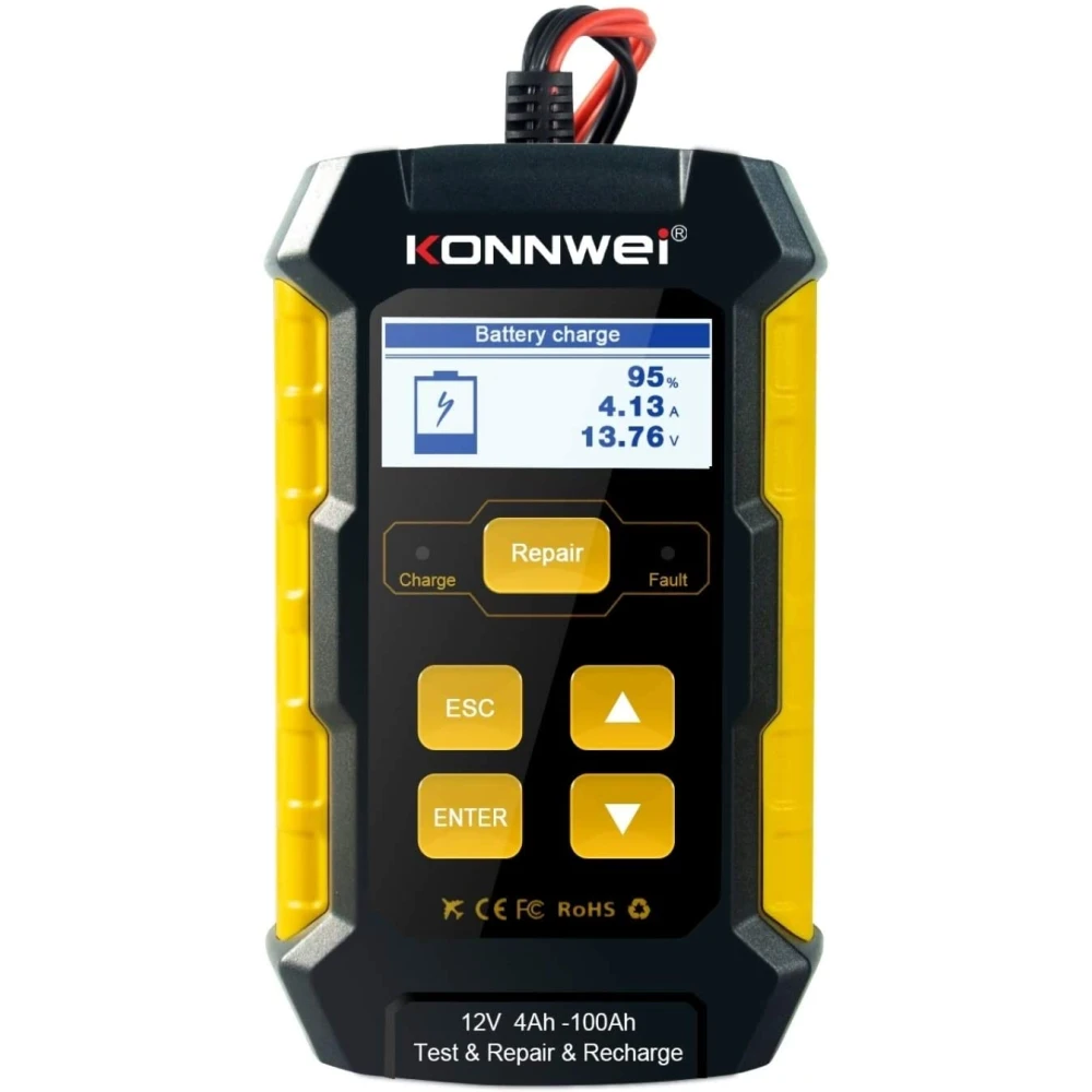 Konnwei KW510 en uso conectado a batería de coche