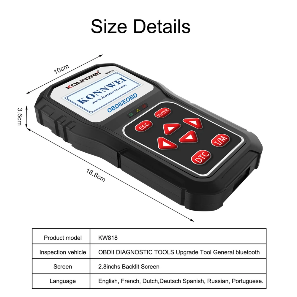 KONNWEI KW818 OBD2 σαρωτής: OBDII reader για αυτοκίνητα από 1996