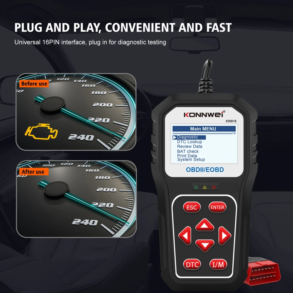 KONNWEI KW818 OBD2 σαρωτής: OBDII reader για αυτοκίνητα από 1996