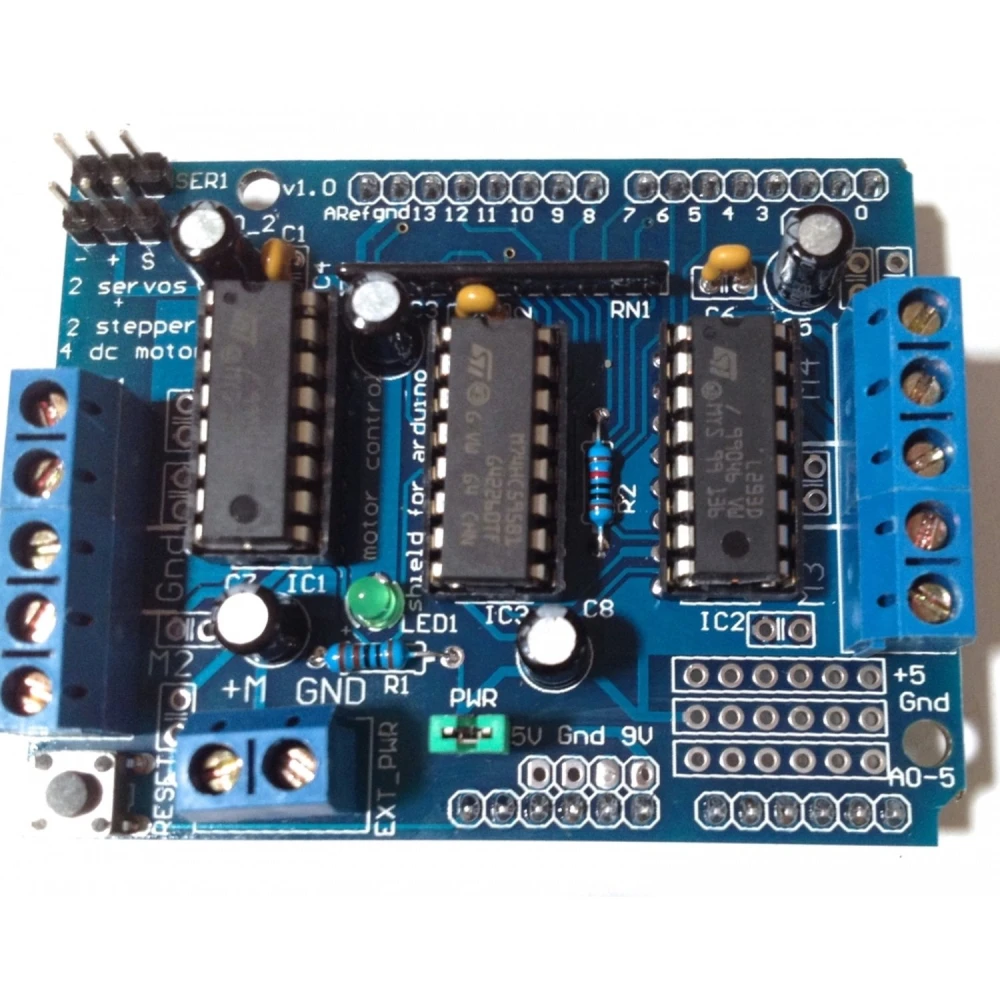 L293d Arduino Shield Driver για έλεγχο και επέκταση DC και stepper μοτέρ