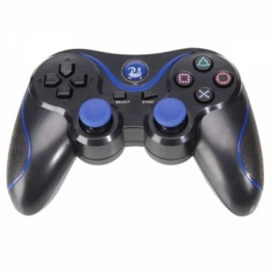 satkit Συμβατό χειριστήριο DualShock 3 PS3 Bluetooth μαύρο μπλε Sixaxis