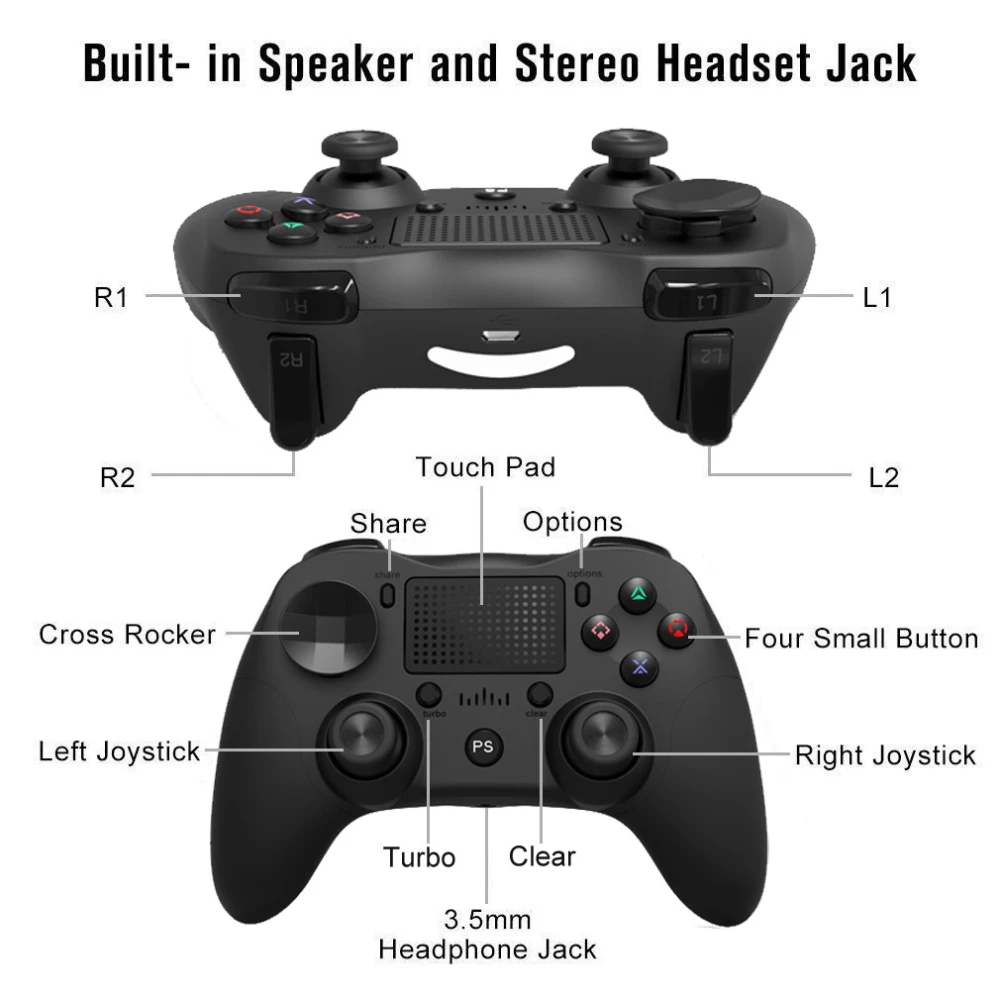 Ασύρματο χειριστήριο PS4 συμβατό μαύρο DoubleShock 4