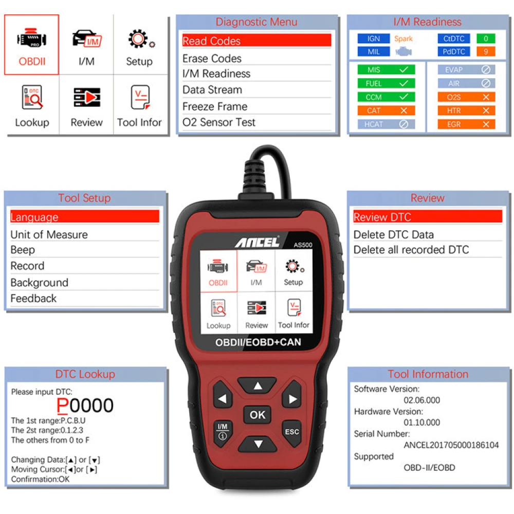 Διαγνωστικό αυτοκινήτου Ancel AS500 OBD2 Scanner