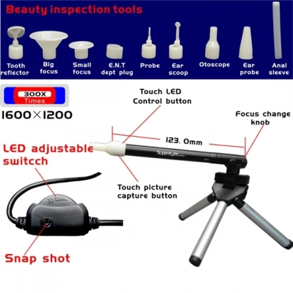 USB μικροσκόπιο Supereyes B003+ 2 Megapixel HD 300X με βάση