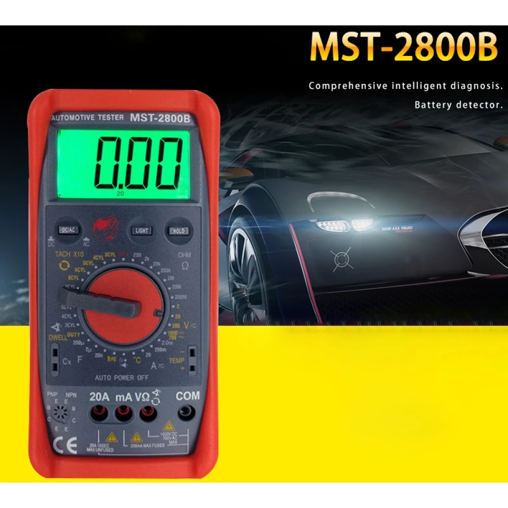 MST-2800B ψηφιακό πολύμετρο με μεγάλη οθόνη LCD για αυτοκίνητο