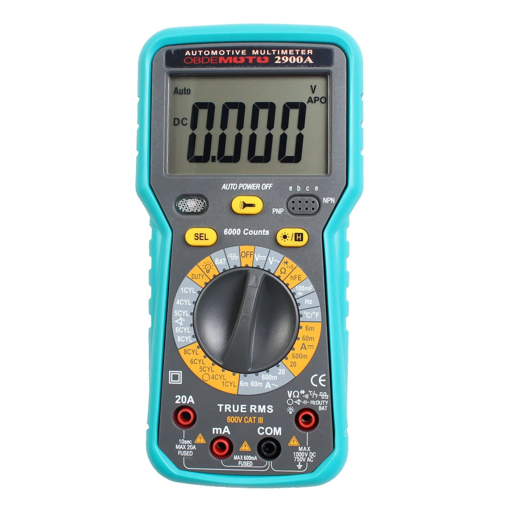 Έξυπνο ψηφιακό αυτοκινητικό πολύμετρο OBDEMOTO 2900A με θερμόμετρο και στροφόμετρο