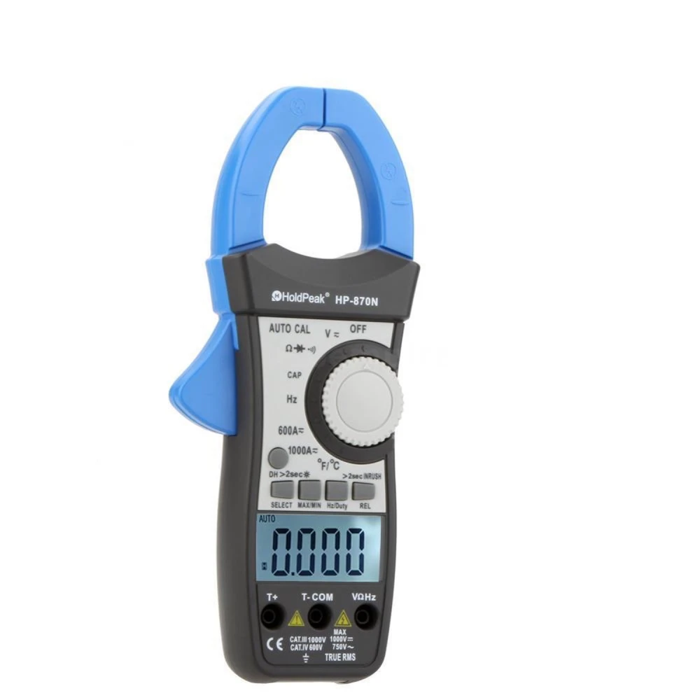Multímetro HoldPeak HP-870N con cables de prueba y sonda de temperatura