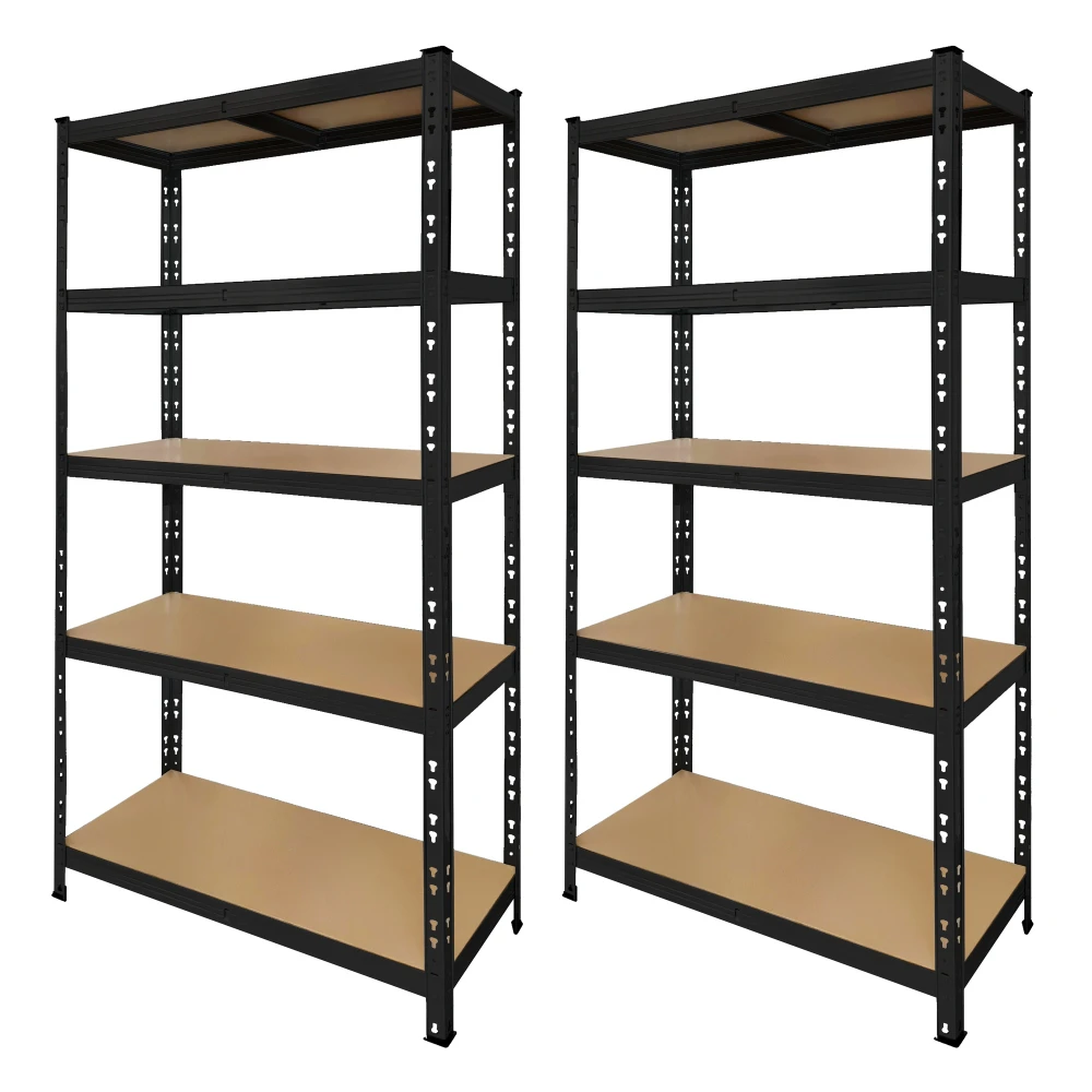 Σετ 2 μεταλλικές μαύρες ραφιέρες 180x90x40 cm με 5 ράφια
