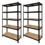 Σετ 2 μεταλλικές μαύρες ραφιέρες 180x90x40 cm με 5 ράφια