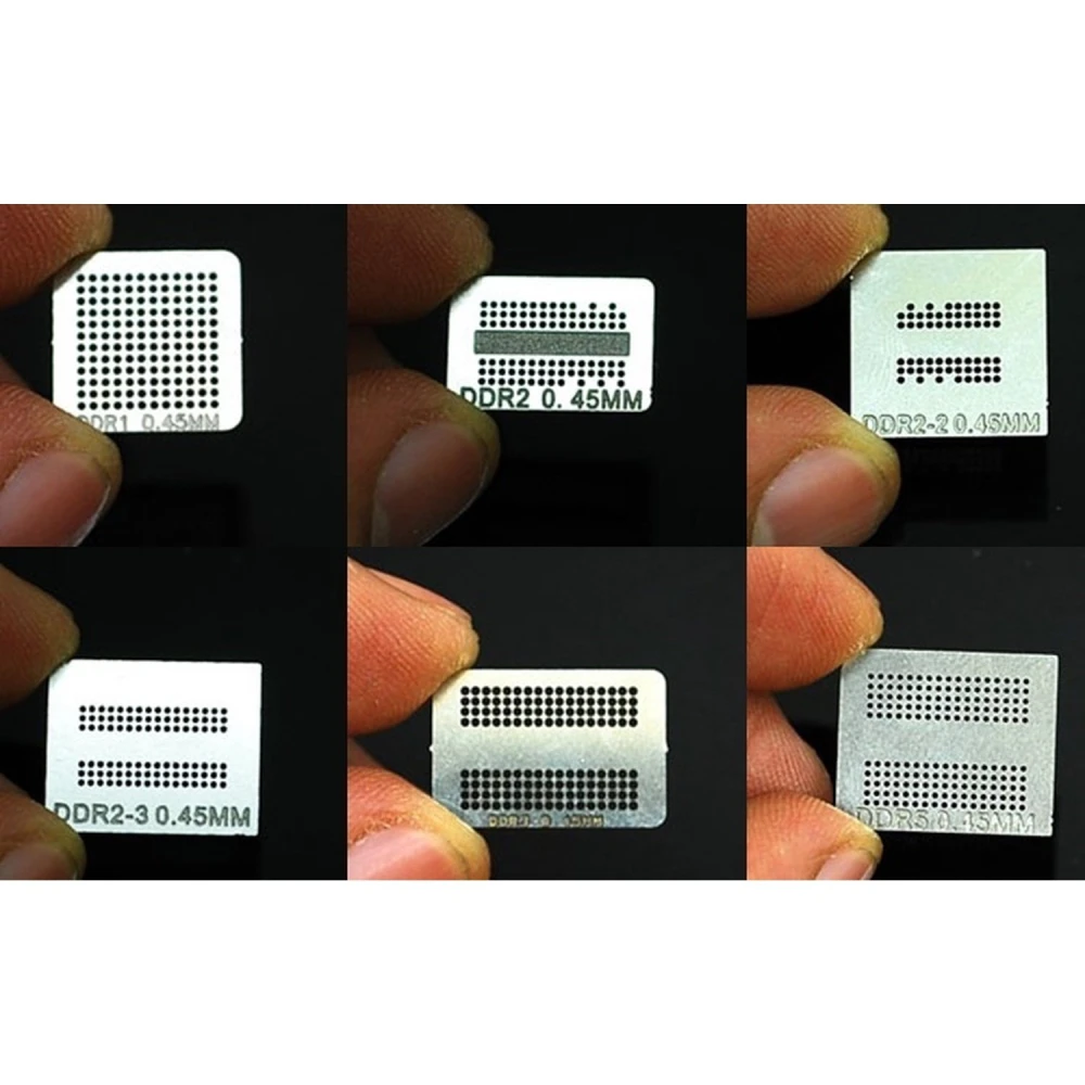 Σετ 6 stencils reballing για chips μνήμης DDR, DDR2, DDR3 και GDDR5