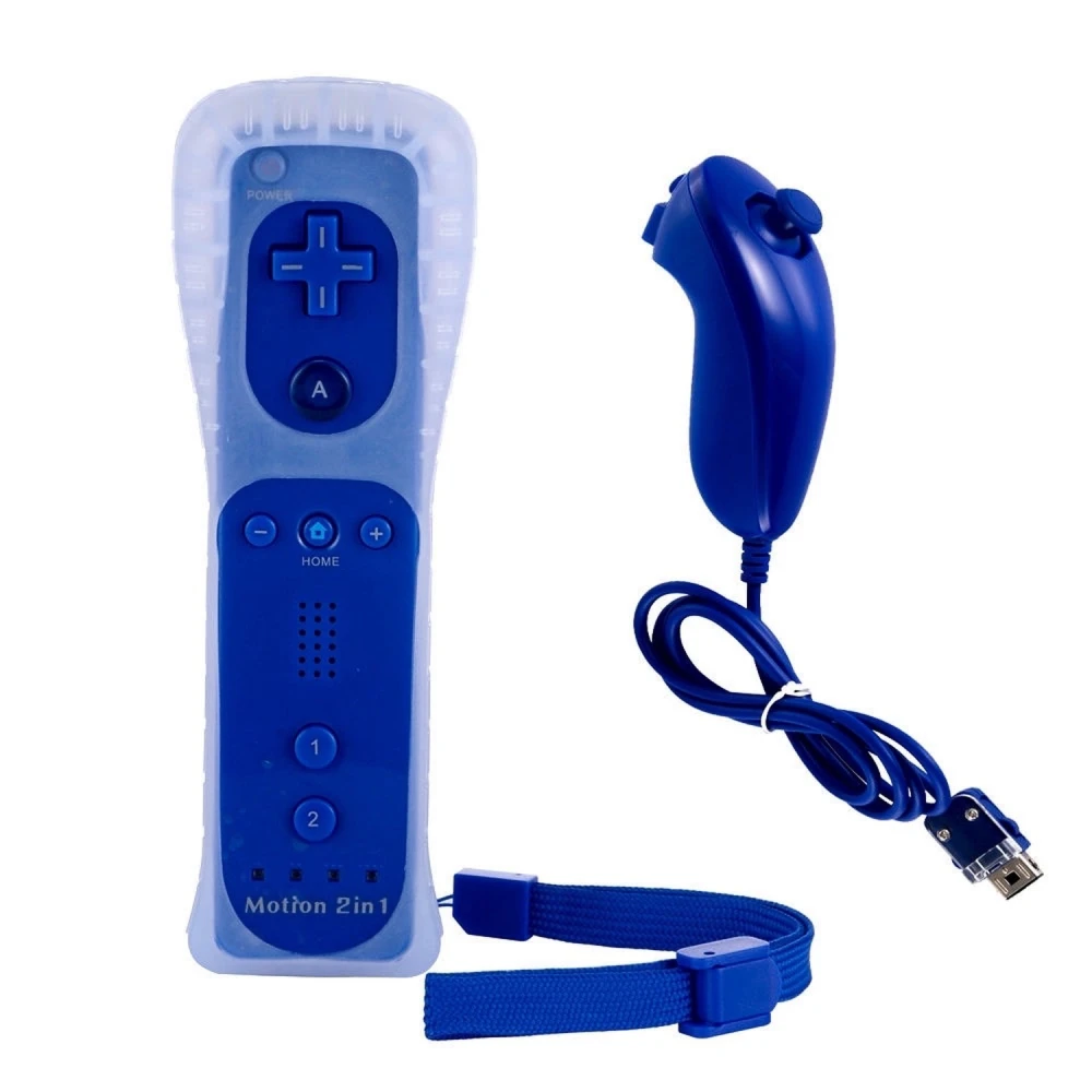 Σετ Wii Remote Motion Plus + Nunchuck συμβατό με Wii, μπλε