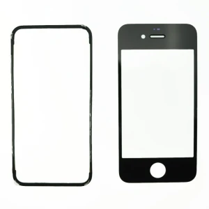 satkit Μαύρη γυάλινη οθόνη iPhone 4 με αυτοκόλλητο πλαίσιο