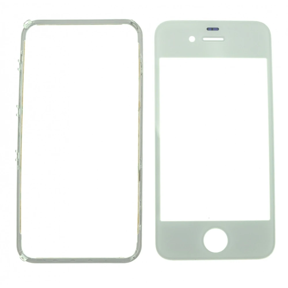 Γυάλινη Οθόνη iPhone 4s Λευκή με Κολλητικό Πλαίσιο για Επισκευή