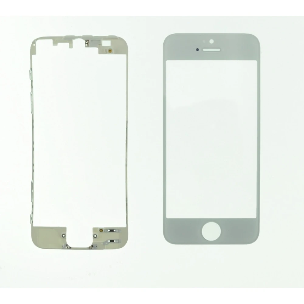 Γυάλινη οθόνη iPhone 5s λευκή με αυτοκόλλητο πλαίσιο satkit
