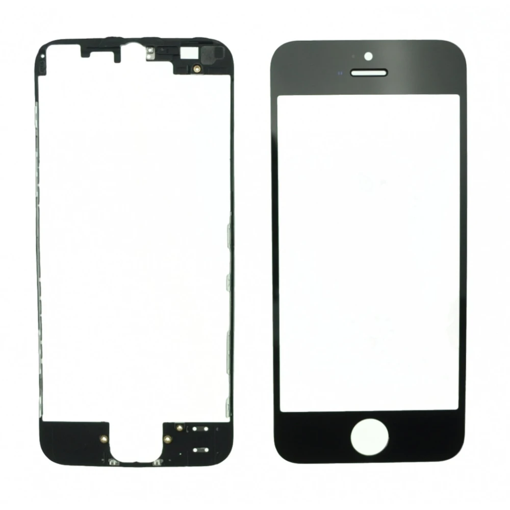 Μαύρη γυάλινη οθόνη iPhone 5s με αυτοκόλλητο πλαίσιο για επισκευή