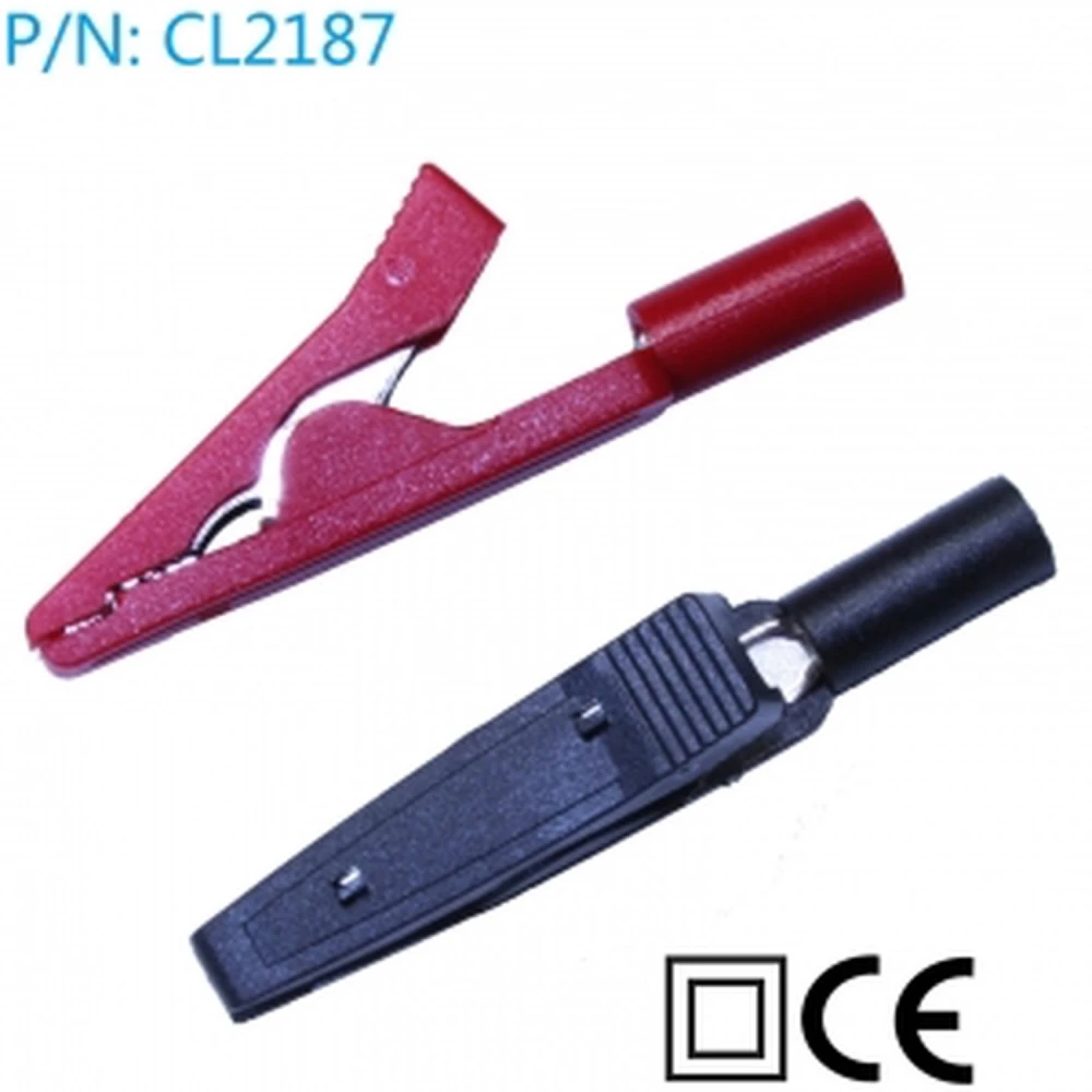 Κροκοδειλάκια με σύνδεση banana 2mm pack 2 τεμάχια κόκκινο-μαύρο Amass