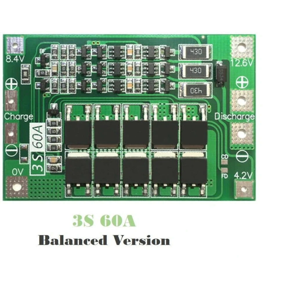Εξισορροπημένη πλακέτα προστασίας PCB 3S 60A για μπαταρία λιθίου